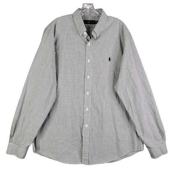 Polo Ralph Lauren Oxford Shirt Mens Size XL Black Gingham Plaid LS Button Down - Picture 2 of 13